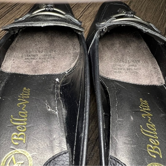 BELLA VITA Size 6.5M Black Leather Open Back Mule Slip On. Buckle Tassle Detail - Picture 6 of 9